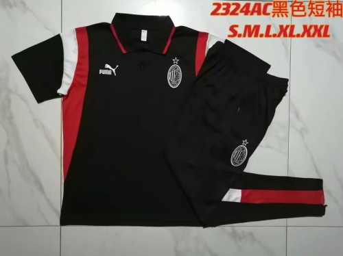 2023/24 AC Milan Black Thailand Polo Uniform-815