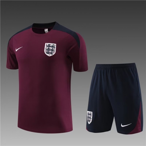 2023/24 England Maroon Shorts-Sleeve Thailand Soccer Tracksuit Uniform-801/815