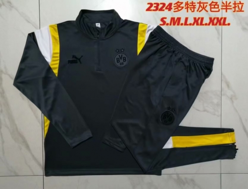 2023/24 Borussia Dortmund Gray Soccer Tracksuit Uniform-815