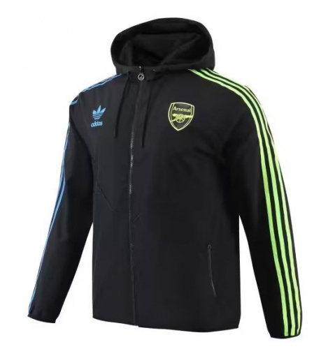 2023-24 Arsenal Black Windbreaker Hoodies Top-703