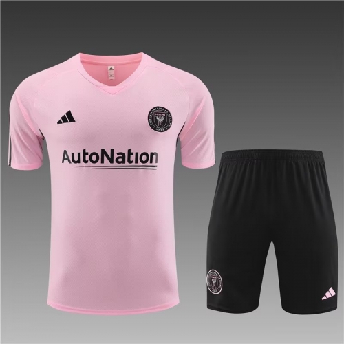 2023/24 Inter Miami CF Pink Shorts-Sleeve Thailand Soccer Tracksuit Uniform-801