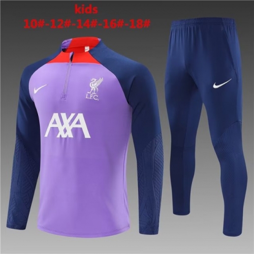 Kids 2023/24 Liverpool Purple Kids/Youth Soccer Tracksuit Uniform-801