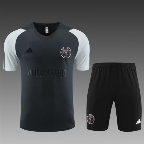2023/24 Inter Miami CF Dark Gray Shorts-Sleeve Thailand Soccer Tracksuit Uniform-801
