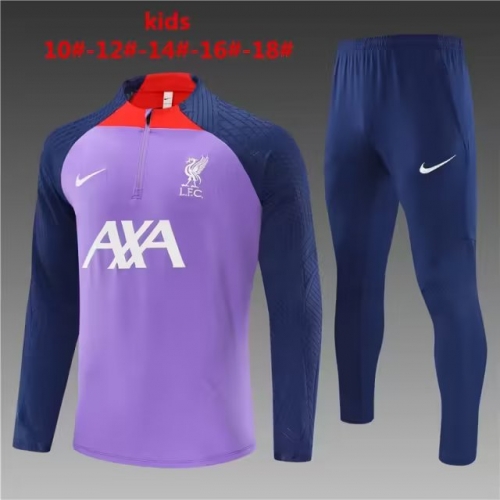Player Version Kids 2023/24 Liverpool Purple Kids/Youth Soccer Tracksuit Uniform-801