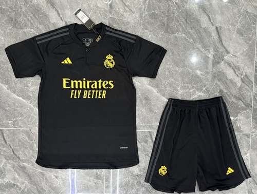 2023/24 Real Madrid 2nd Away Black Soccer Uniform-302/36/516