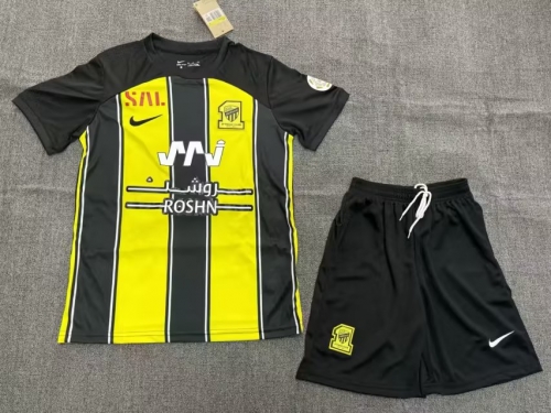 Kids 2023/24 Al-Ittihad Home Yellow Kids/Youth Soccer Uniform-2149/507