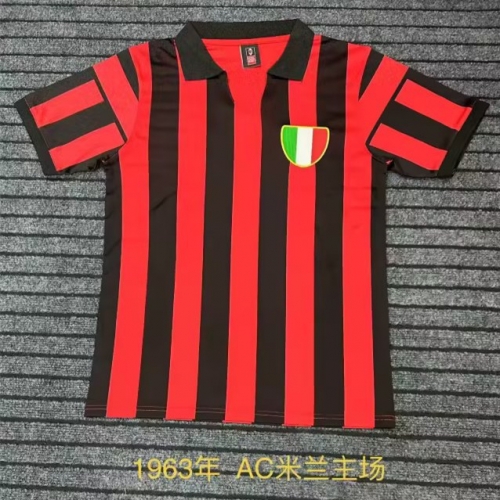 1963 Retro Version AC Milan Home Red & Black Thailand Soccer Jersey AAA-709