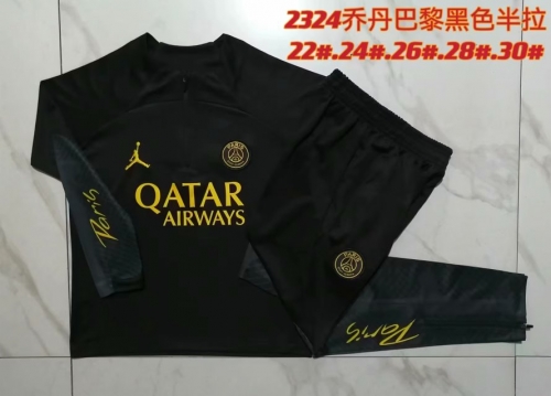 Kids 2023/24 Paris SG Black Kids/Youth Thailand Soccer Uniform-815