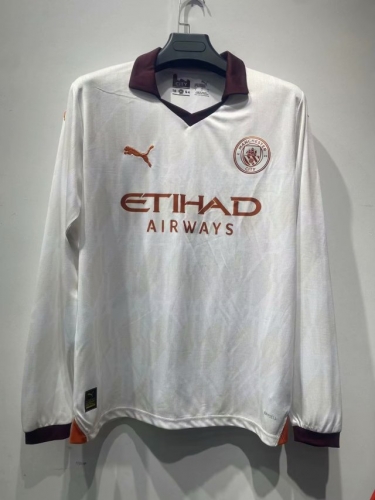 2023/24 Manchester City Away White LS Thailand Soccer Jersey AAA-410