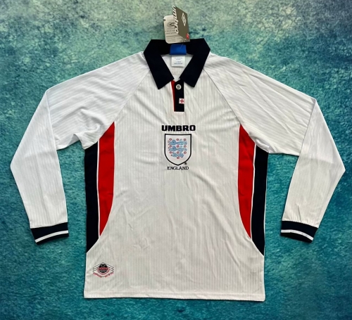 1998 Retro Verison England Home White LS Thailand Soccer Jersey AAA-601/811