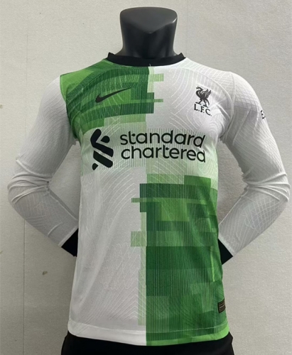 Player Version 2023/24 Liverpool Away White & Green LS Thailand Soccer Jersey AAA-16