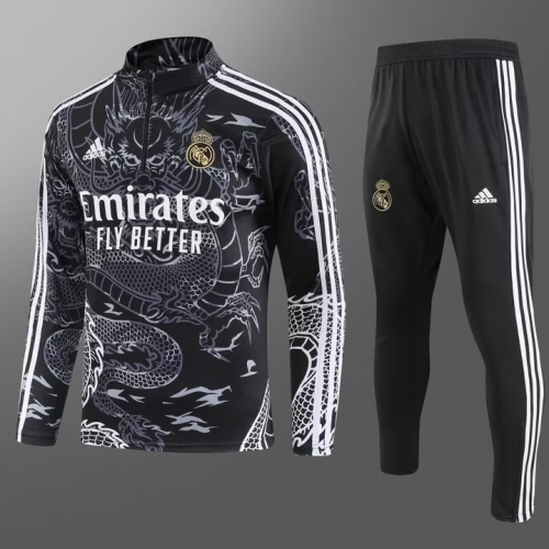 2023/24 Real Madrid Gray Soccer Tracksuit Uniform-GDP