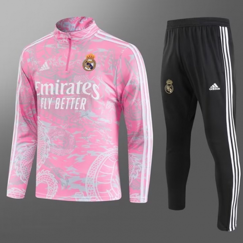 2023/24 Real Madrid Pink Soccer Tracksuit Uniform-GDP