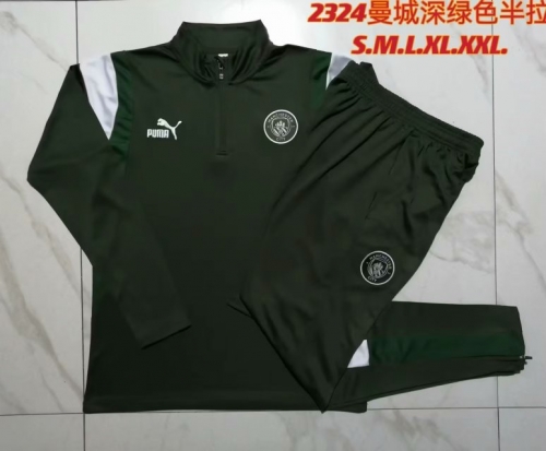 2023/24 Manchester City Dark Green Thailand Tracksuit Uniform-815