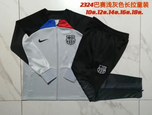 Kids 2023/24 Barcelona Light Gray Kids/Youth Soccer Jacket Uniform-815