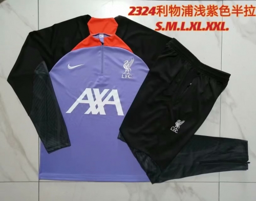 2023/24 Liverpool Purple With Orange Neck Soccer Tracksuit Uniform-801/GDP