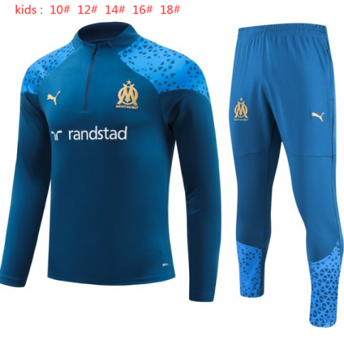 Kids 2023/24 Olympique Marseille Sky Blue Kids/Youth Jacket Uniform-GDP