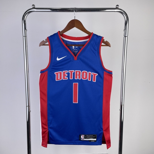 2023 Season NBA Detroit Pistons Away Blue #1 Jersey-311