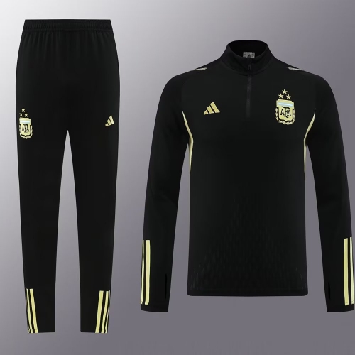 2023/24 Argentina Black Thailand Soccer Tracksuit Uniform-LH