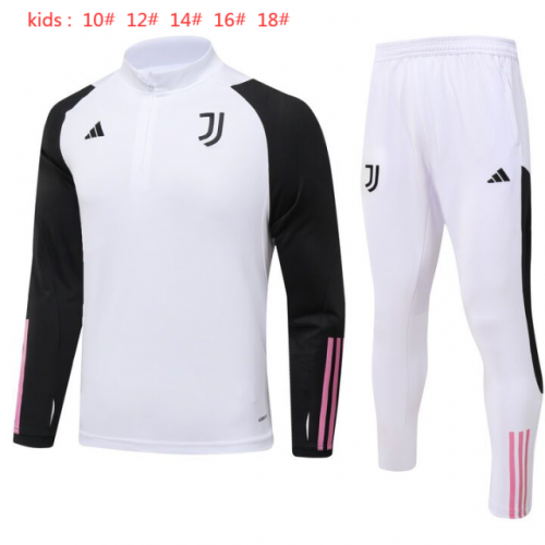 2023/24 Juventus White Kids/Youth with White Pants Soccer Tracksuit Uniform-GDP