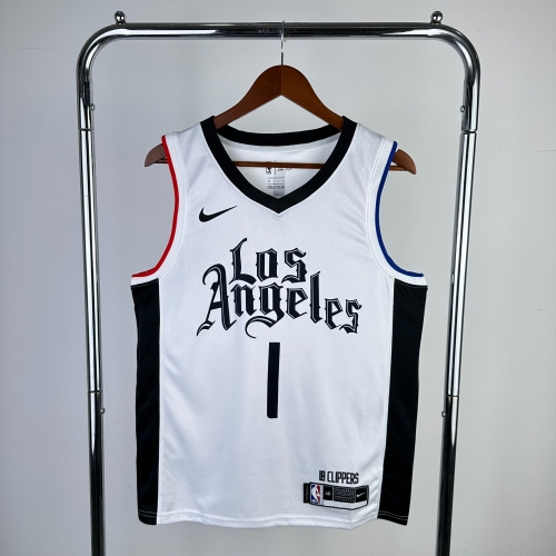 2021 Season Latin Version Los Angeles Clippers White #1 Jersey-311