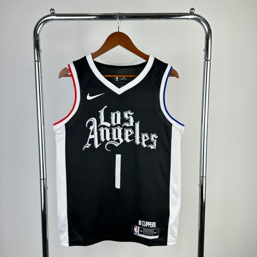 2021 Season Latin Version  Los Angeles Clippers Black #1 Jersey-311