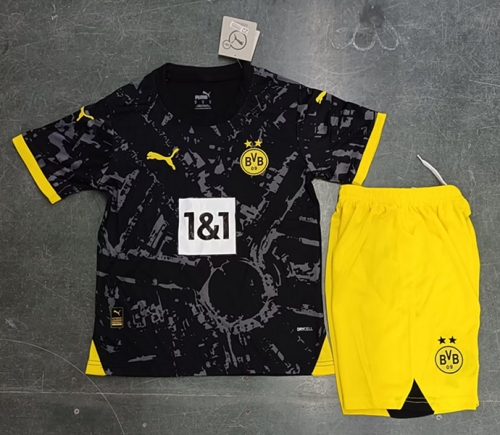 2023/24 Borussia Dortumund Away Black Kids/Youth Soccer Uniform-507/123