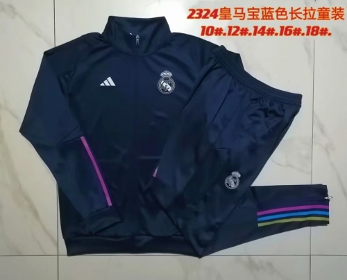 2023/24 Real Madrid Royal Blue Youth/Kids Thailand Soccer Jacket Uniform-815