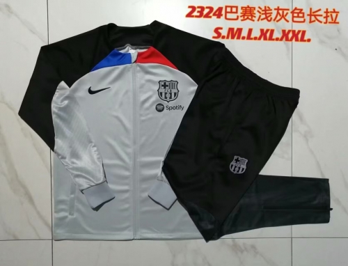 2023/24 Barcelona Light Gray Thailand Soccer Jacket Uniform-815