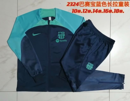 Kids 2023/24 Barcelona Black & Green Kids/Youth Soccer Jacket Uniform-815