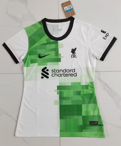 2023/24 Liverpool Away White & Green Thailand Female Soccer Jersey AAA-JJ/319