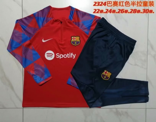 2023/24 Barcelona Red Kids/Youth Thailand Soccer Tracksuit Uniform-815