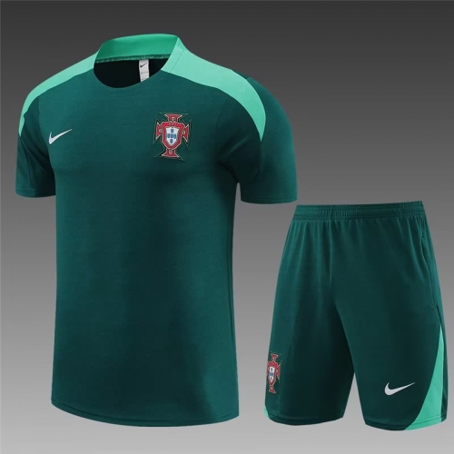 2024/25 Portugal Green Shorts-sleeve Thailand Soccer Tracksuit Uniform-801