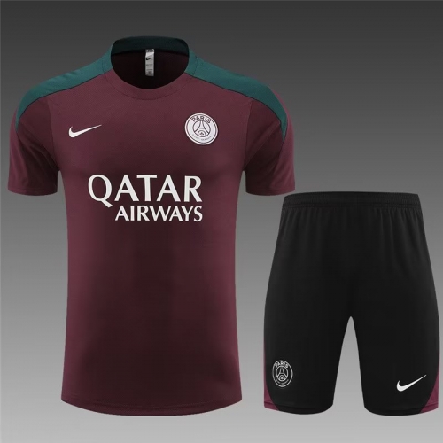 2023/24 Paris SG Maroon Shorts-Sleeve Thailand Soccer Uniform-801