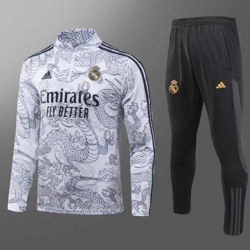 2023/24 Real Madrid Gray Soccer Tracksuit Uniform-GDP