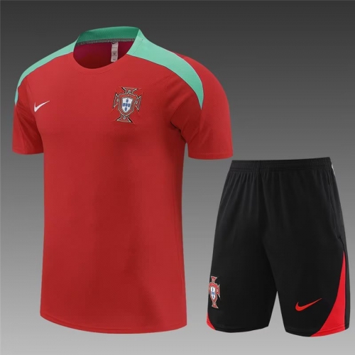 2024/25 Portugal Red Shorts-sleeve Thailand Soccer Tracksuit Uniform-801