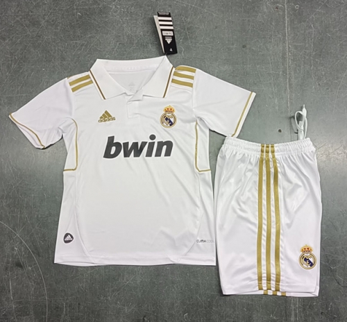 Kids 11-12 Retrro Model Real Madrid White Kids/Youth Soccer Uniform-123/1040