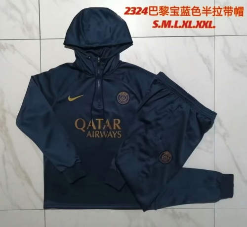 2023/24 Paris SG Royal Blue  Thailand Soccer Tracksuit Uniform Hoodies-815