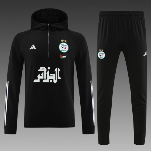 2023/24 Algeria Black Thailand Soccer Tracksuit Uniform Hoodies-PO