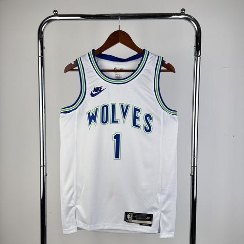 24 Season Retro Version NBA Minnesota Timberwolves White #1 Jersey-311