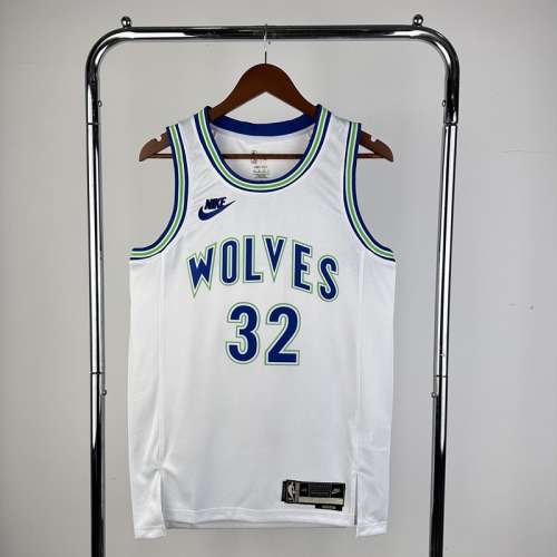 24 Season Retro Version NBA Minnesota Timberwolves White #32 Jersey-311