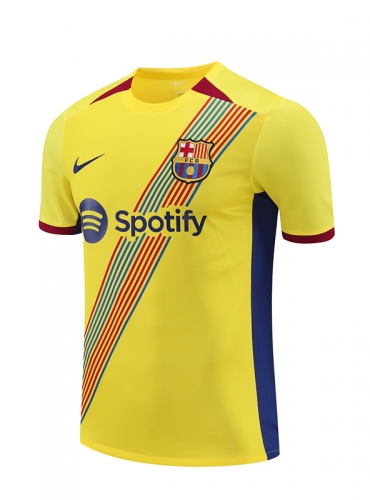 2023/24 Barcelona Yellow Thailand Soccer Training Jerseys-418