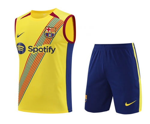 2023/24 Barcelona Yellow Thailand Soccer Training Vest Uniform-418