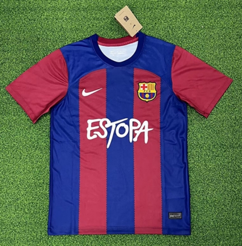 With Different Adv on Front 2023/24 Barcelona Home Red & Blue Thailand Soccer Jersey AAA-LP/23/320