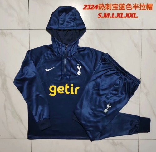 2023/24 Tottenham Hotspur Royal Blue Thailand Soccer Tracksuit Uniform With Hat-815