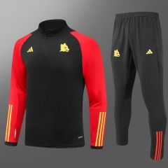 2023/24 Roma Black Thailand Soccer Tracksuit Uniform-GDP