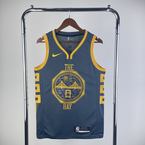 18 Season Golden State Warriors NBA Black & Yellow #8 Jersey-311