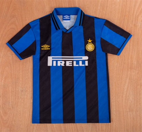 95-96 Retro Version Inter Milan Home Blue & Black Thailand Soccer Jersey AAA-1041