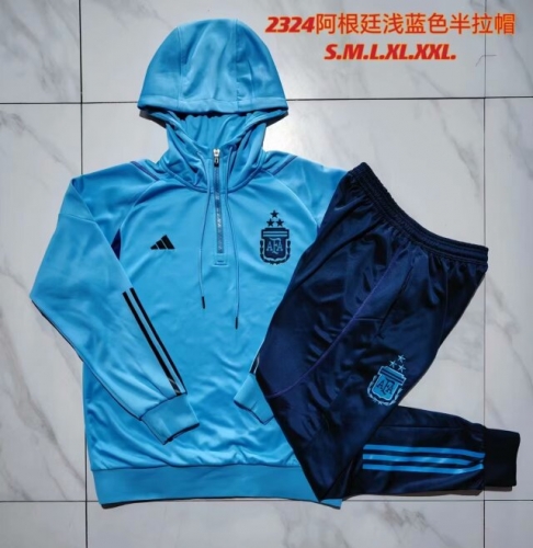 2023/24 Argentina Blue Thailand Soccer Tracksuit Uniform With Hat-815