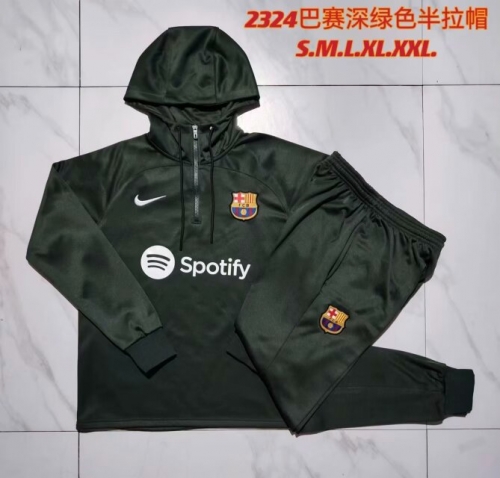 2023/24 Barcelona Dark Green Thailand Soccer Tracksuit Uniform Hoodies-815